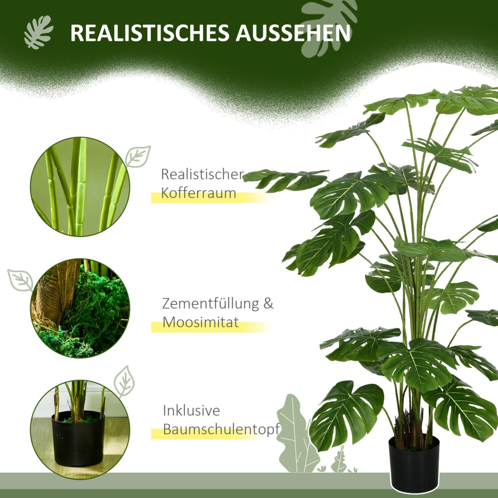 Piante artificiali, Monstera Deliciosa artificiale, pianta artificiale da 180 cm con 24 rami, pianta da interno, albero artificiale, decorazione per