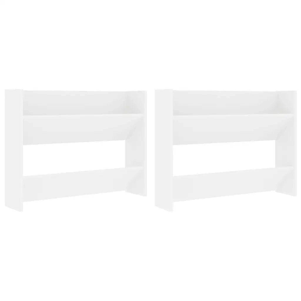 Scarpiere a Muro 2pz Bianche 80x18x60 cm in Legno Multistrato