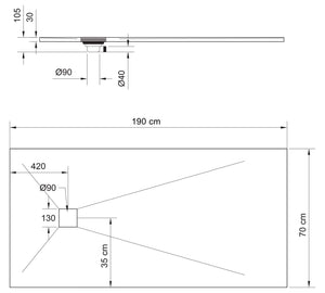 Piatto Doccia in Pietra 80x110 cm Pedrinelli Ardesia Stone Side Cemento