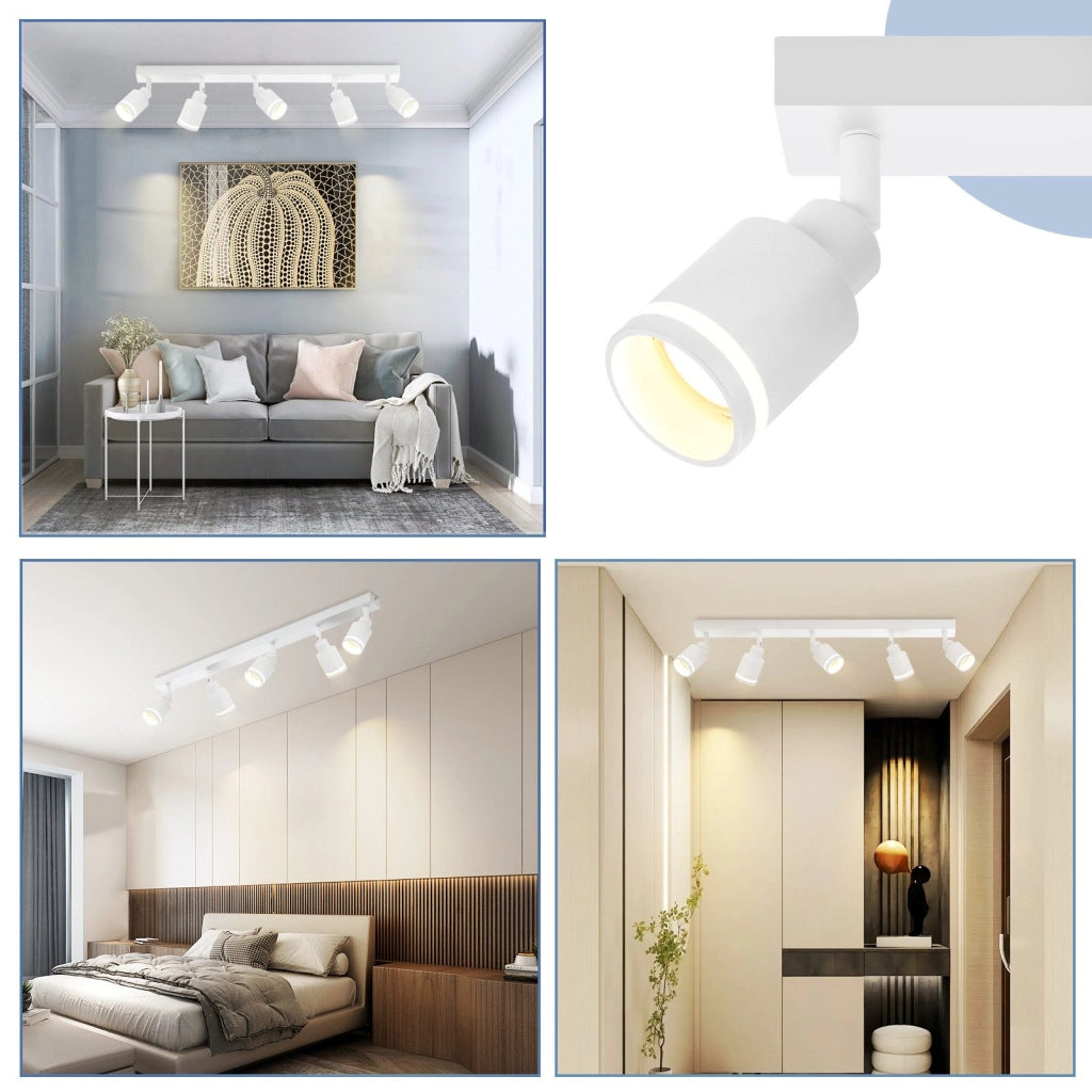 ZMH Faretto da soffitto bianchi 5 luci GU10 metallo orientabili moderni per camera letto sala pranzo senza lampadina