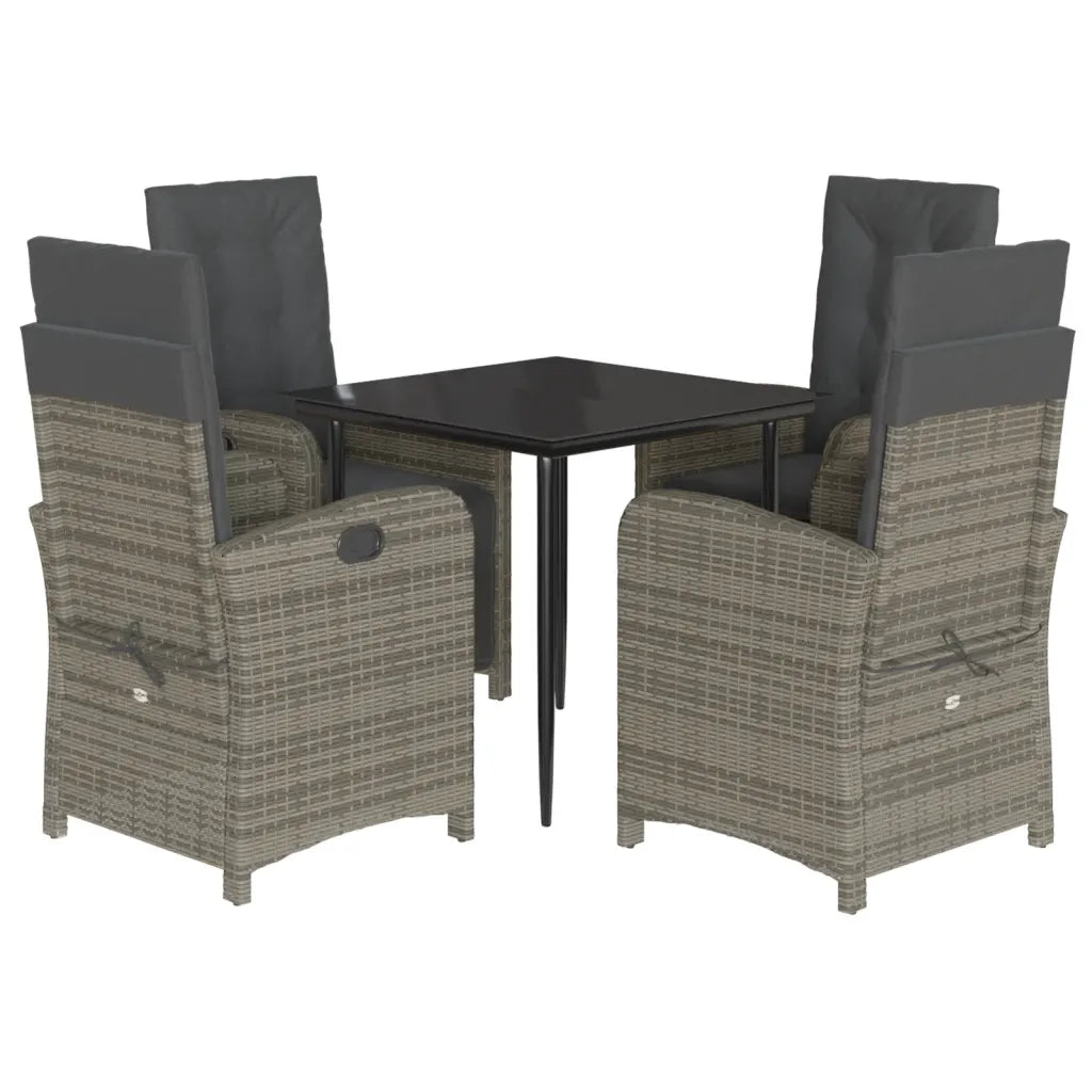 Set da Pranzo da Giardino 5 pz con Cuscini in Polyrattan Grigio 3212557