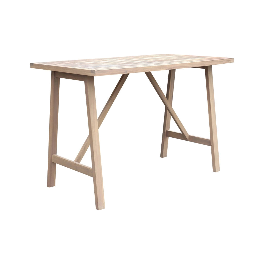 Tavolo alto da giardino in legno di acacia 4 posti, marrone naturale