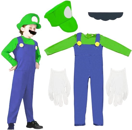 Costume per bambino a quattro pezzi - Jumpsuit - Cappello rosso - Guanti bianchi - Realizzato in poliestere ad alta respirazione - Costume da carnevale