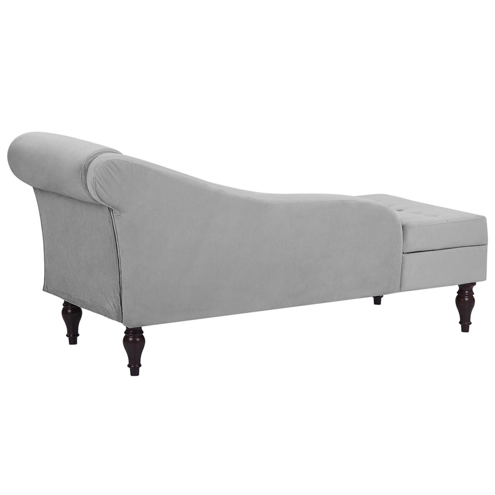 Chaise longue Grigio Chiaro Rivestimento In Velluto Gambe Nere Design Moderno