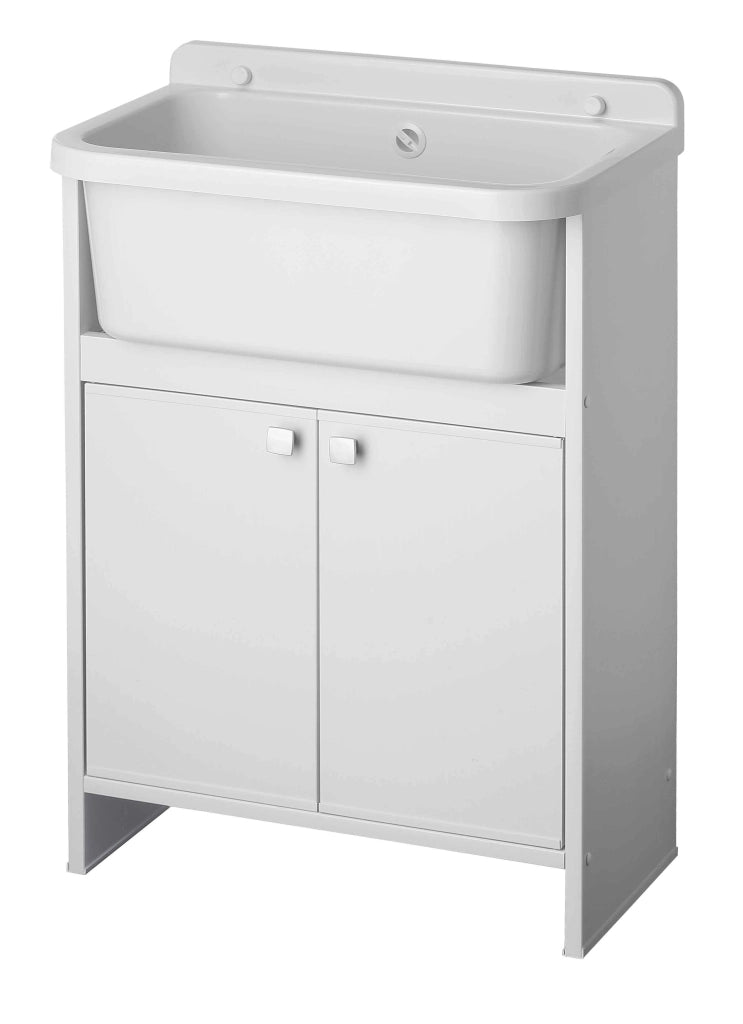 LAVATOIO SALVASPAZIO in PVC in KIT per Interni/Esterni - Con PILOZZO cm 55 + GRIGLIA - CR - Col: BIANCO