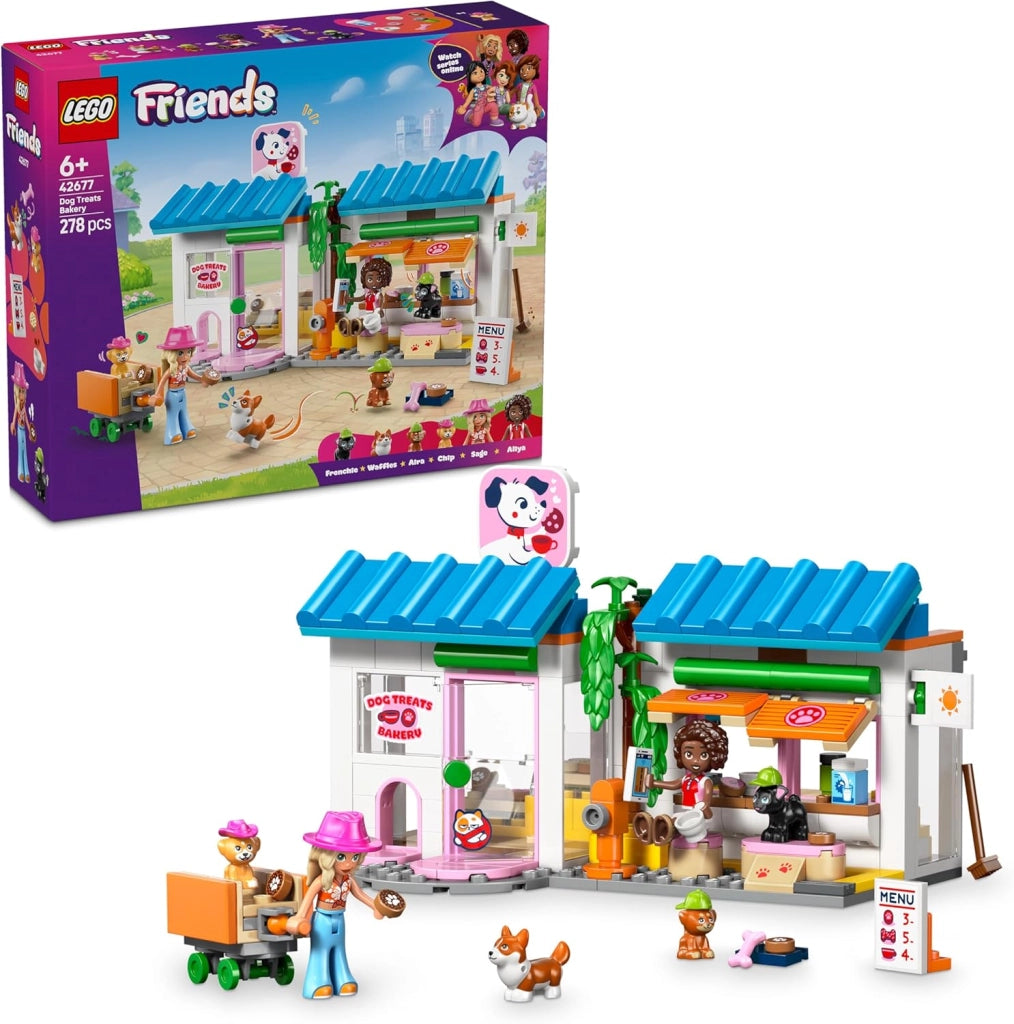 LEGO Friends Il Forno dei Biscottini per Cani - Negozio Giocattolo con 2 Mini Bamboline, 4 Animali, Trasportino, Cibo e