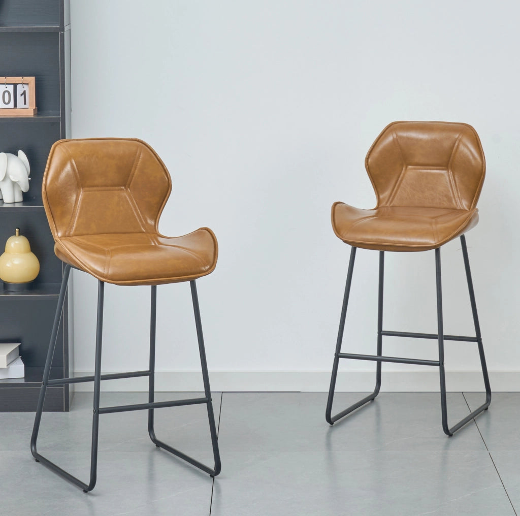 2 sgabelli da bar 47 x 48,5 x 91,5 cm in similpelle cognac marrone per cucina