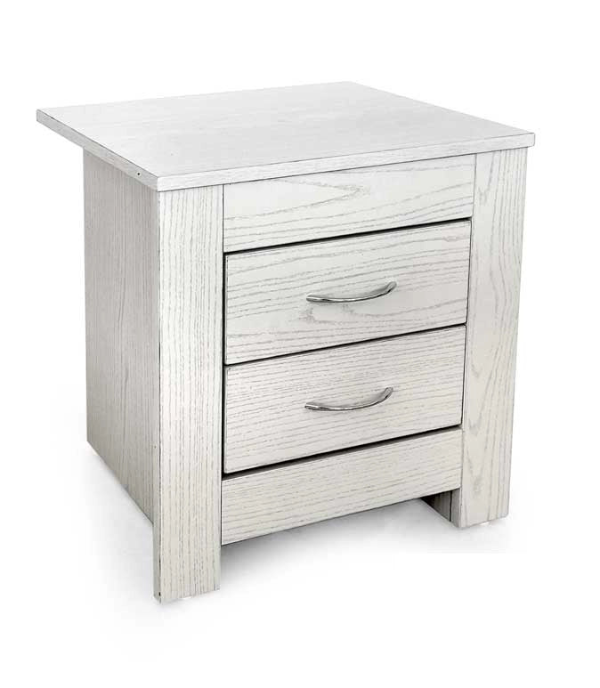 COMODINO MODERNO CON 2 CASSETTI 45 X 35 X 45 CM IN LEGNO BIANCO