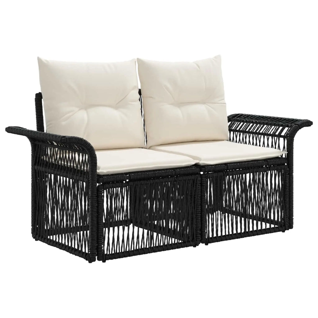 Set Divano da Giardino 13 pz Nero e Bianco Crema polyrattan 3436612