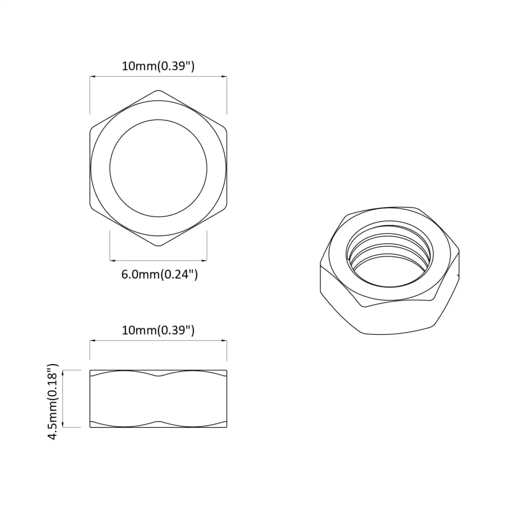 Dado 2 pcs Argento M6 x 10 mm Ferro 864601