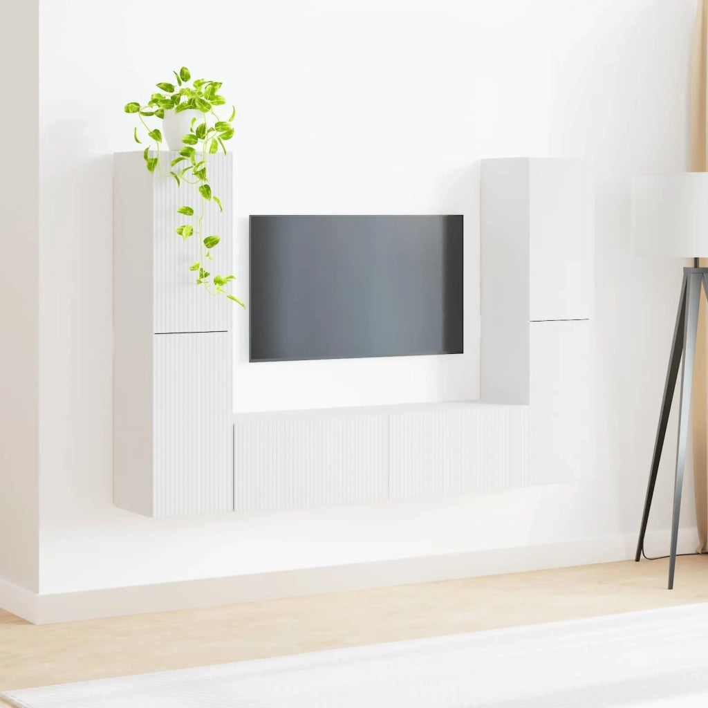 Set mobile TV 6 pcs Bianco Legno multistrato