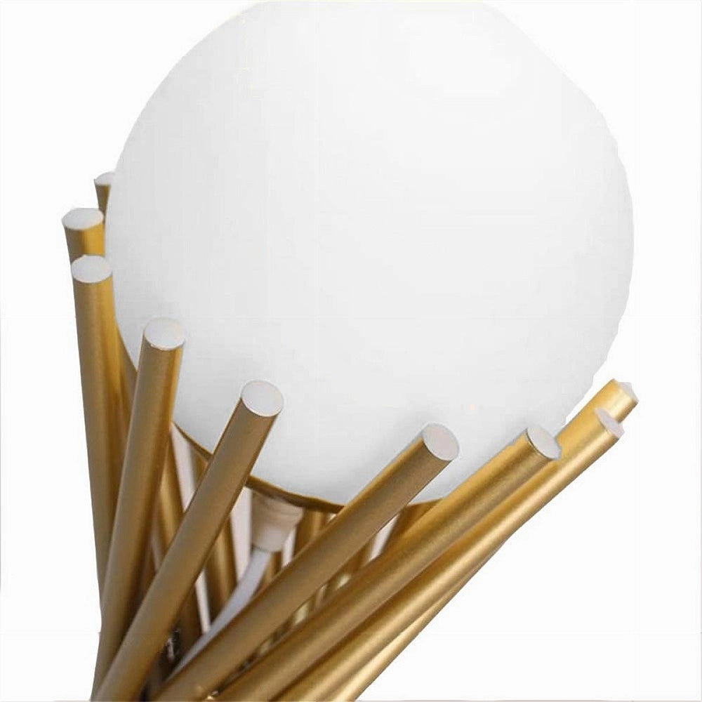 Trade Shop - Lampada Da Tavolo Tubolare Minimalista In Metallo Bronzo Con Sfera Vetro G9 D32 -