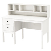Scrivania per computer con prese elettriche, Scrivania da 120cm con 5 vani e 2 cassetti porte USB Bianco
