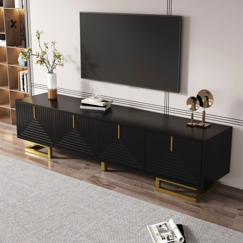 OKWISH Mobile TV con 4 Ante, Ripiani Interni, Cerniere Ammortizzate e Piedini Regolabili, 160 x 38 x 44.5 cm