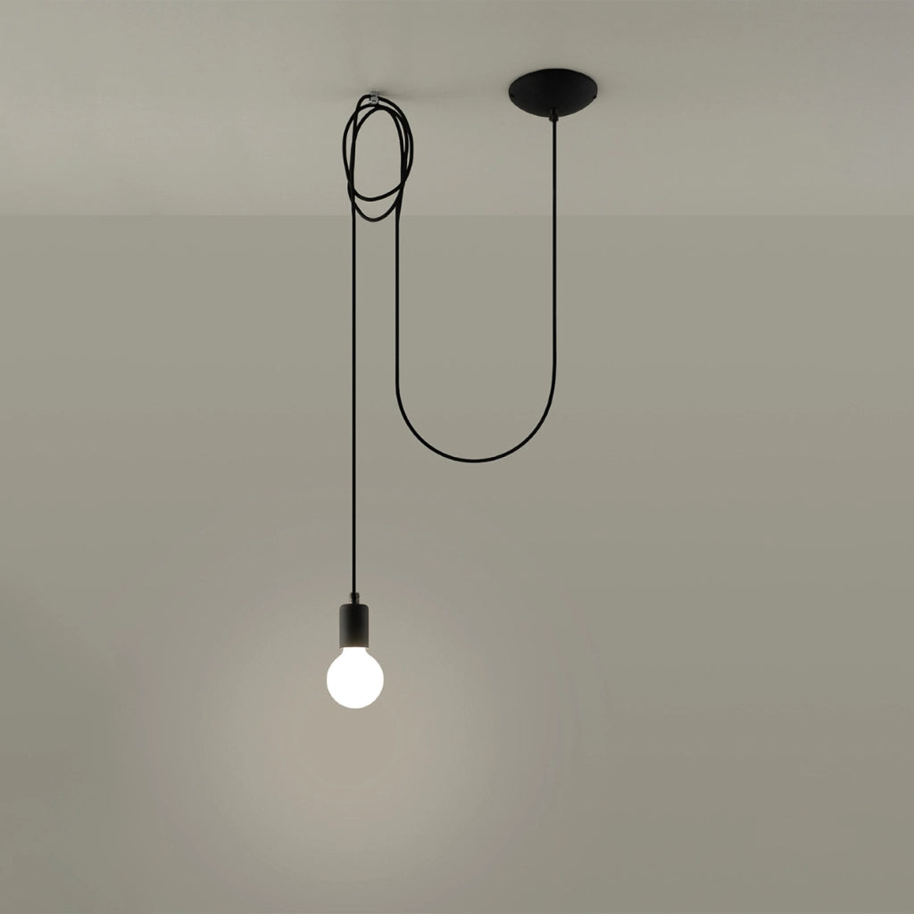 Lampada sospensione NIKOLO 1 luce nera E27 Pure Lume