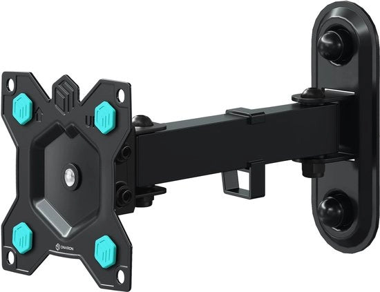 Supporto per schermo da parete rotativo per schermi da 10 a 35 pollici fino a 20 kg, supporto per schermo da parete rotativo e inclinabile, VESA 75x75 e 100x100, supporto per schermo da parete/TV da parete nero R2-B