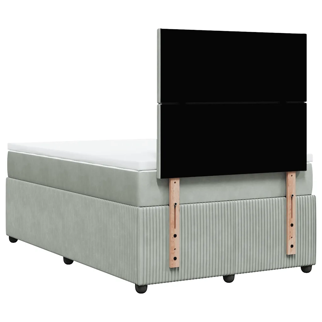 Giroletto a Molle con Materasso Grigio Chiaro 120x190cm Velluto