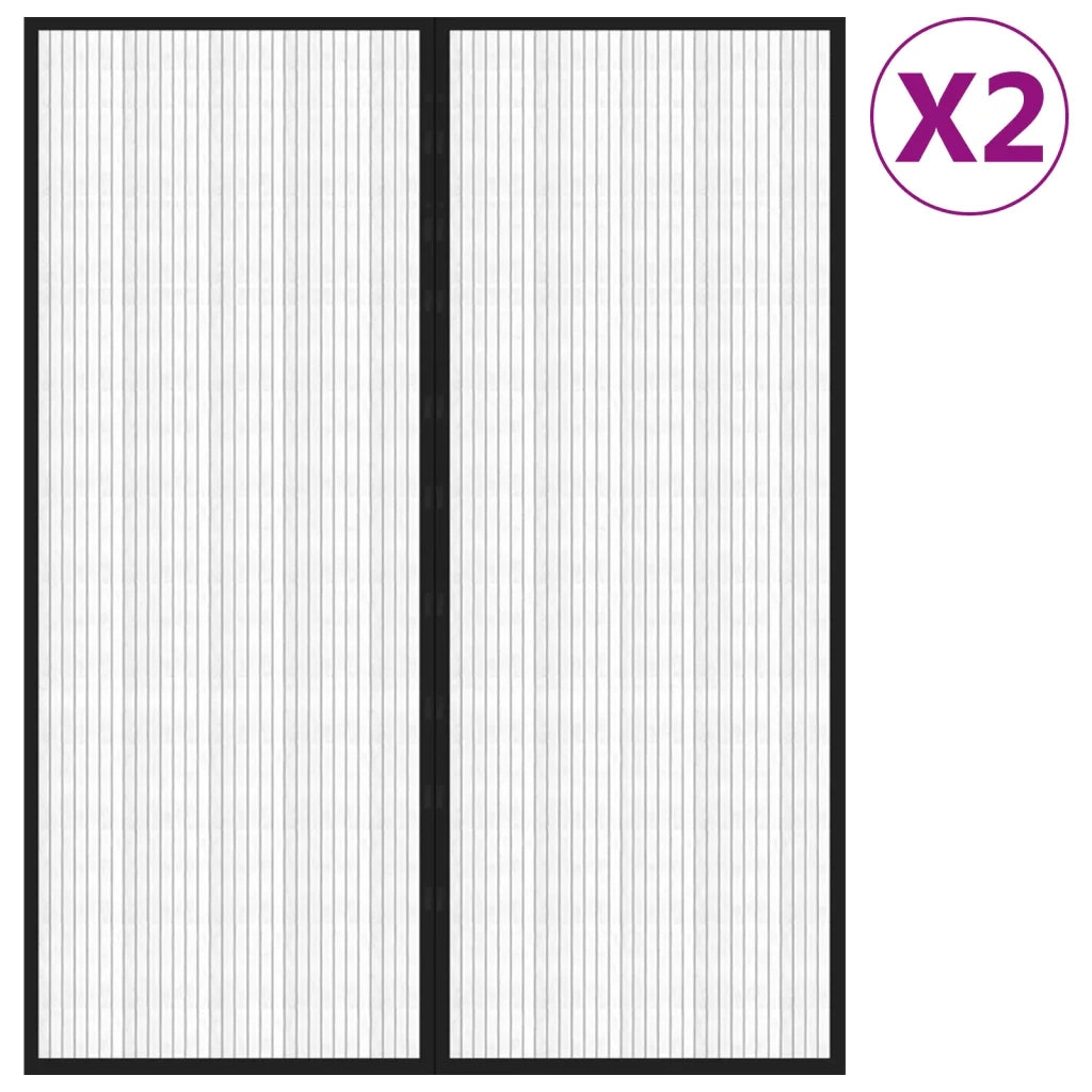 Tende Antimosche 2 pz per Porte con Magneti Nere 230x160 cm CFW8584806