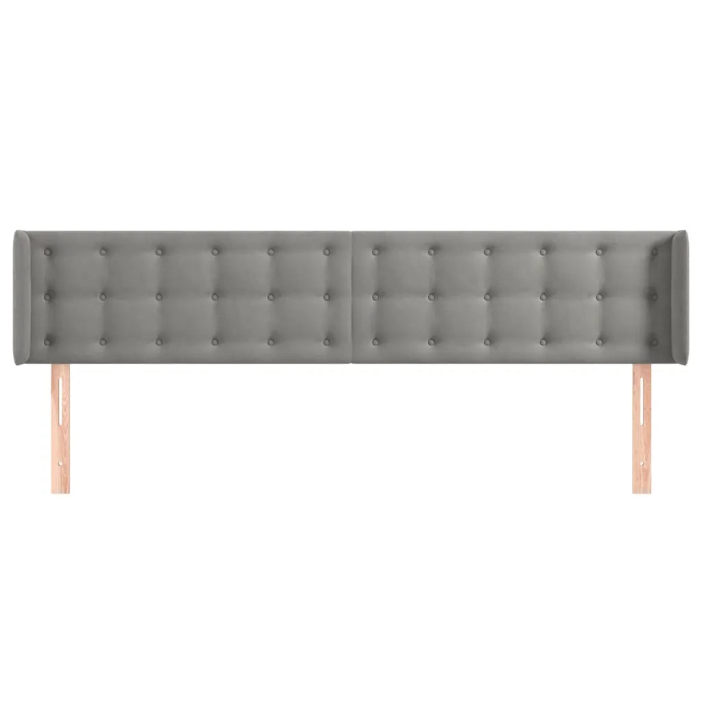 Testiera | Testata ad Orecchio Grigio Chiaro 203x16x78/88 cm in Velluto