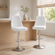 SGABELLO BAR Regolabile 95,5-117,5 cm Bianco/Argento Set da 2 pezzi