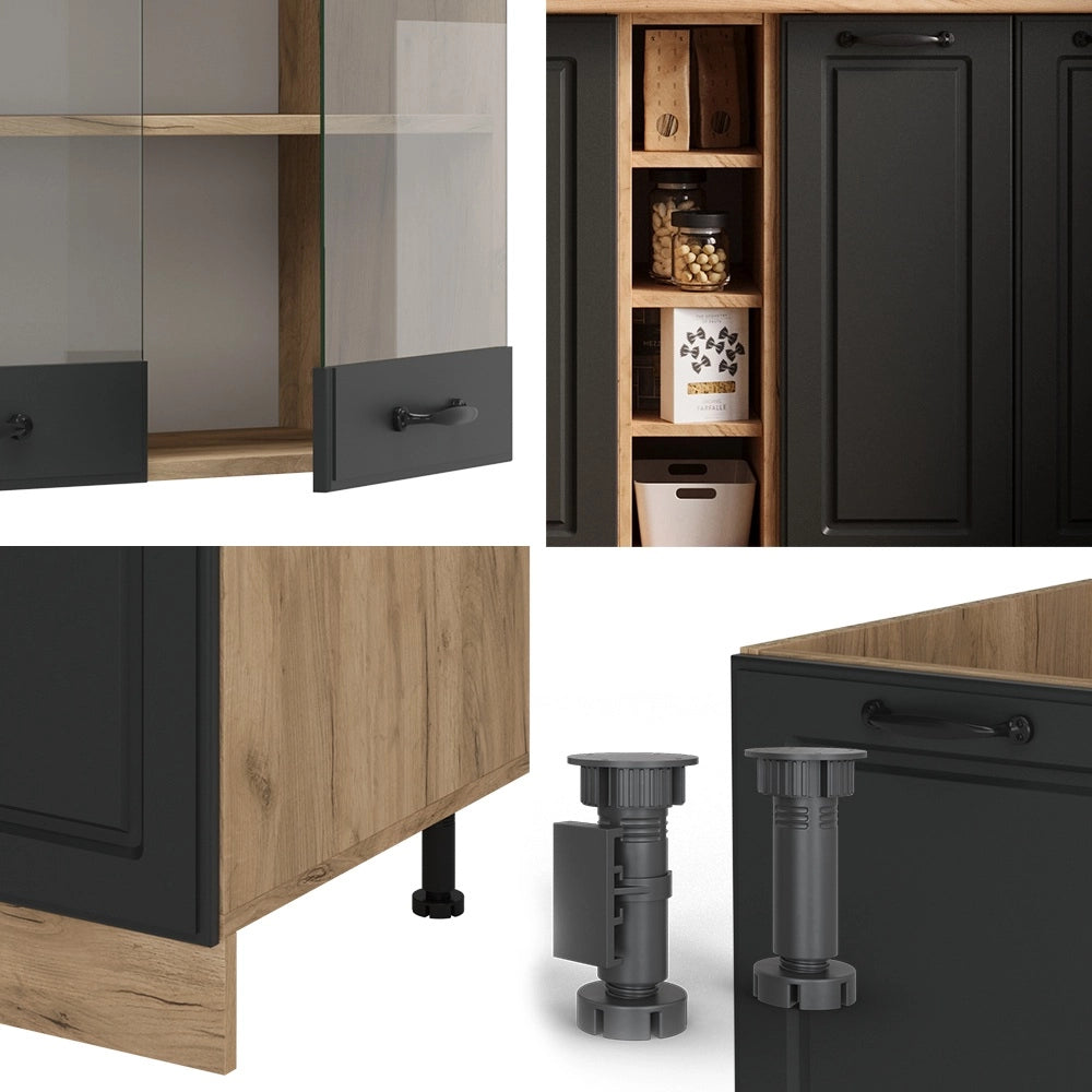 Vicco Cucina completa Antracite casa di campagna/rovere dorato 160 cm , PL Rovere
