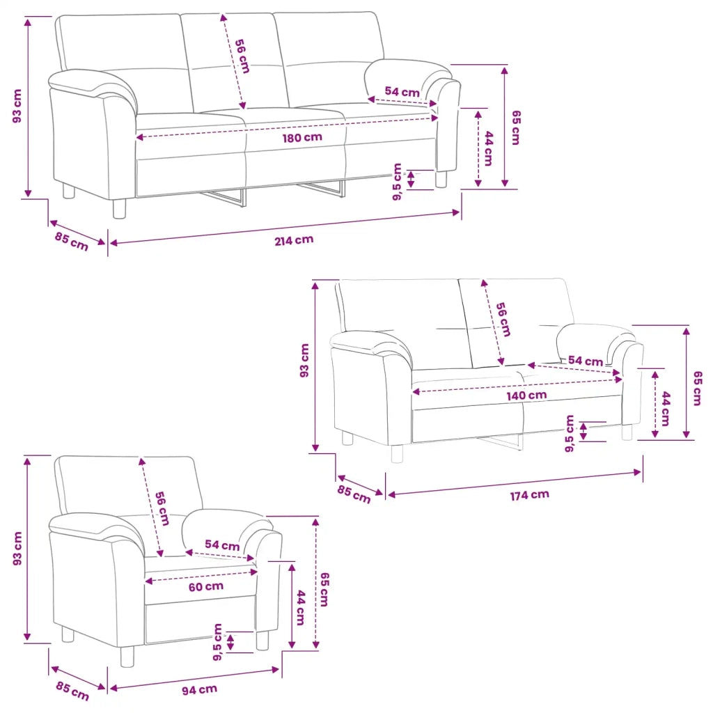 Set di divani 3 pcs Turchese Velluto 3430486
