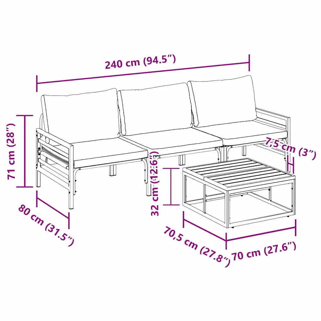 vidaXL Set Divano da Giardino 4 pcs Antracite Acciaio