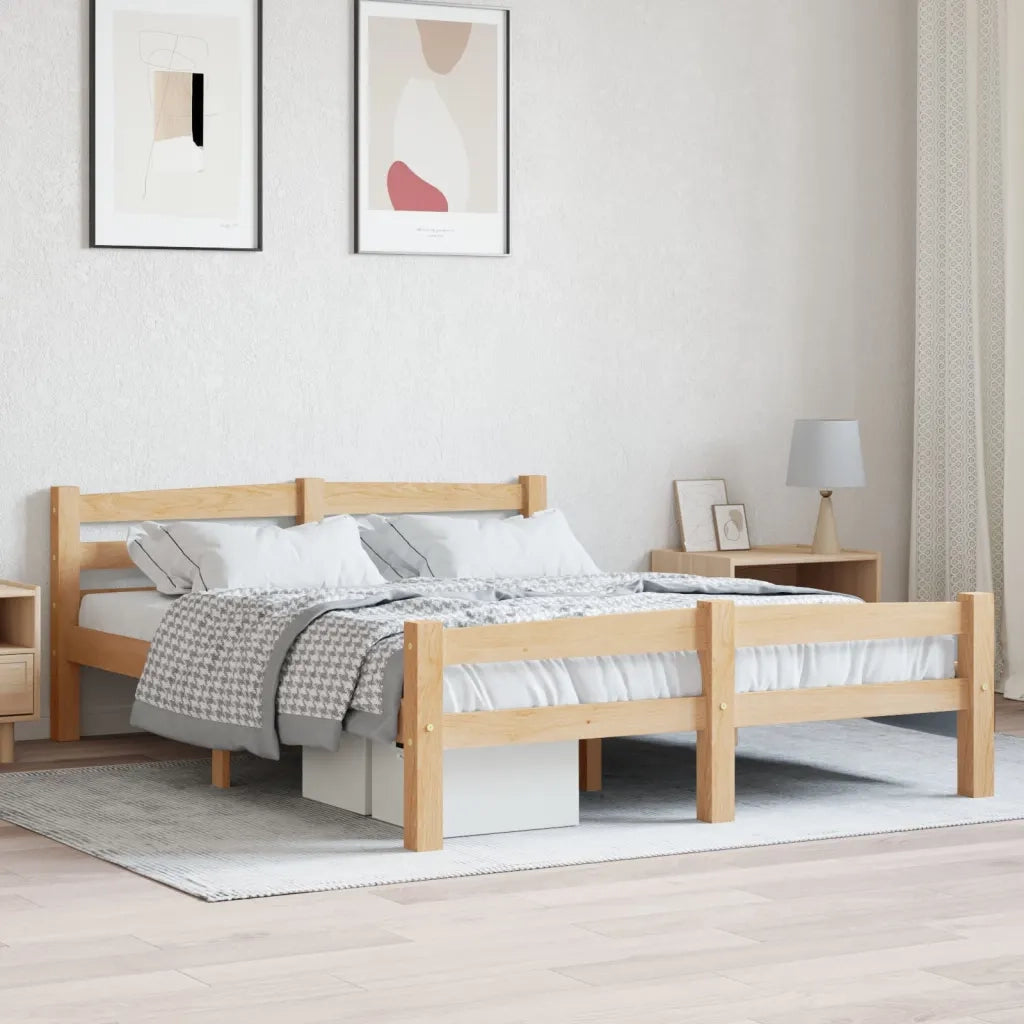 Giroletto senza Materasso-Struttura Letto 140x200 cm in Legno Massello di Pino 500974