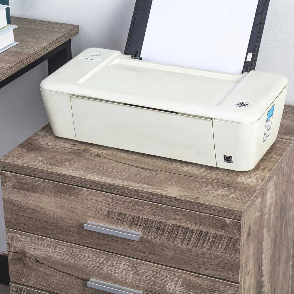 Cassettiera Scrivania Ufficio Legno MDF Mobiletto Stampante 3 Cassetti Tortora