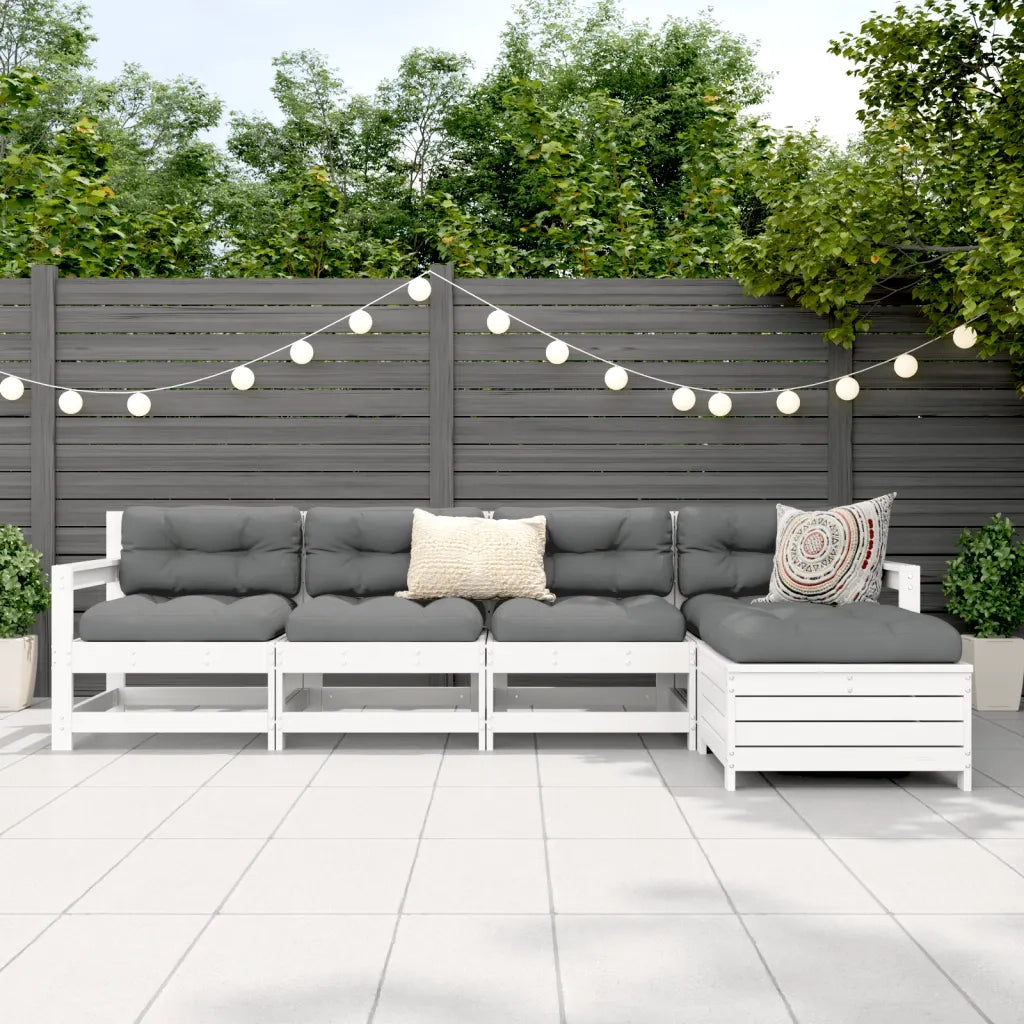 Set Salotto da Giardino 5 pz Bianco in Legno Massello di Pinocod mxl 92947