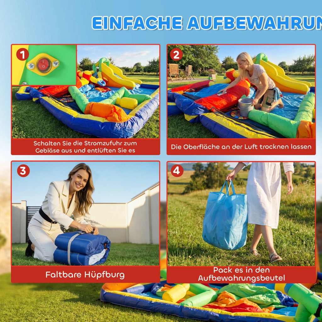Castello Gonfiabile Bambini con Scivolo e Piscina ¨C zephmum ¨C 330x290x185 cm Multicolore