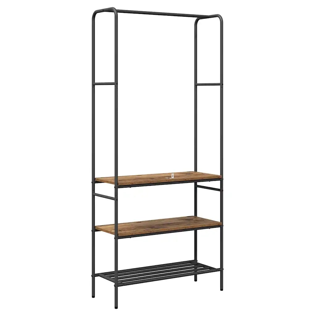 vidaXL Ripiano per vestiti con mensole Legno vecchio 77 x 30 x 171 cm
