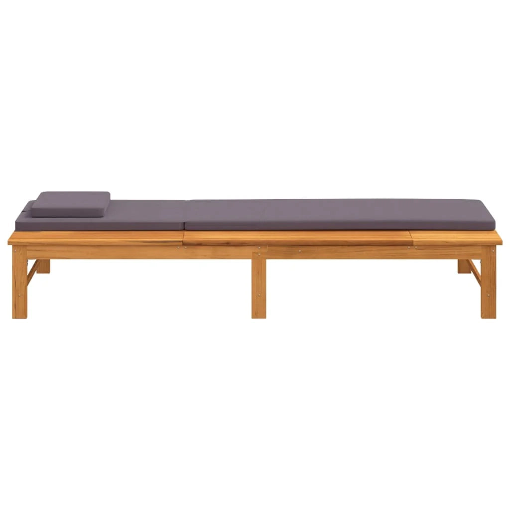 Lettino prendisole sedia a sdraio lettino prendisole letto da giardino mobili da giardino mobili da esterno e cuscino/cuscino legno massello di acacia grigio scuro 02_0012773