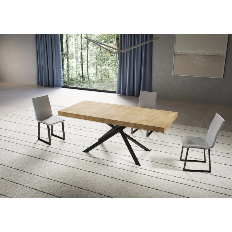 Tavolo allungabile 180/284x90 cm Niket telaio Antracite - Noce