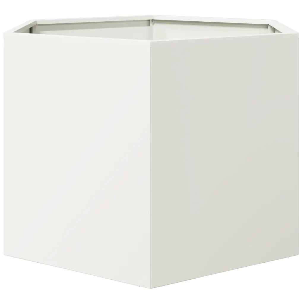 Fioriera da Giardino Bianca Esagono 69x60x45 cm in Acciaio 851123