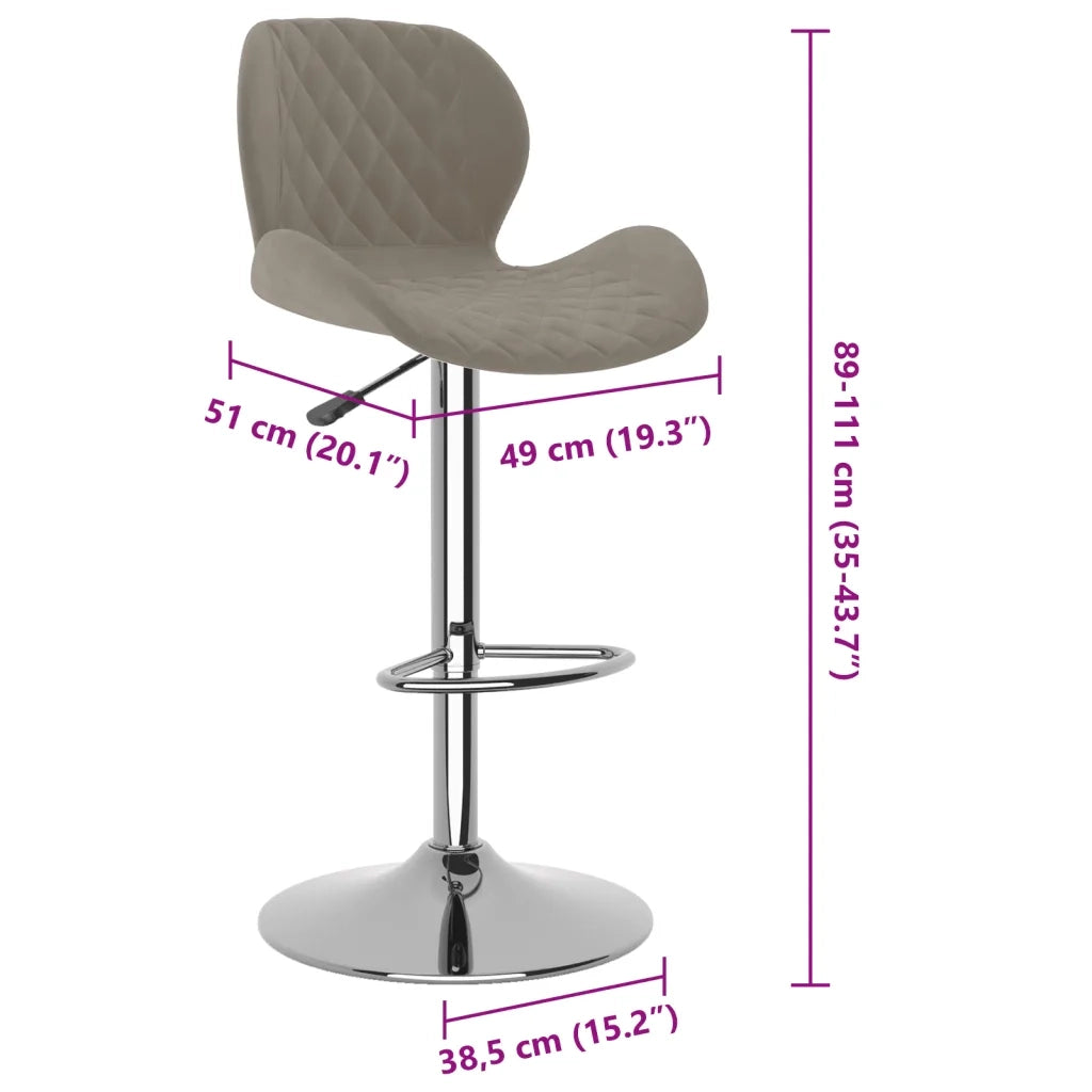 Sgabelli da Bar 2 pz Grigio Chiaro in Velluto cod mxl 55936