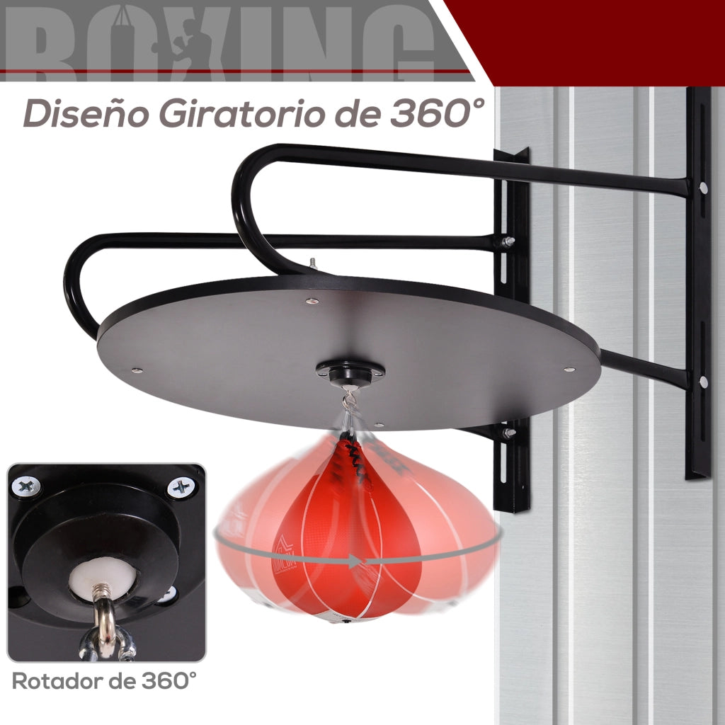 Pera da Boxeo con Supporto a Parete Girevole ¨C Xylo ¨C 60x73x80 cm Nero e Rosso