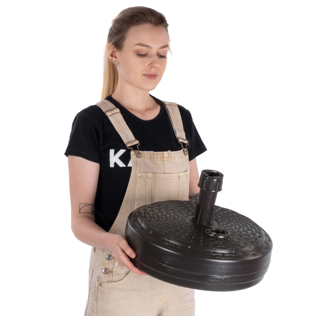 Base per ombrellone da giardino KADAX, rotonda, 39 cm, con peso, marrone