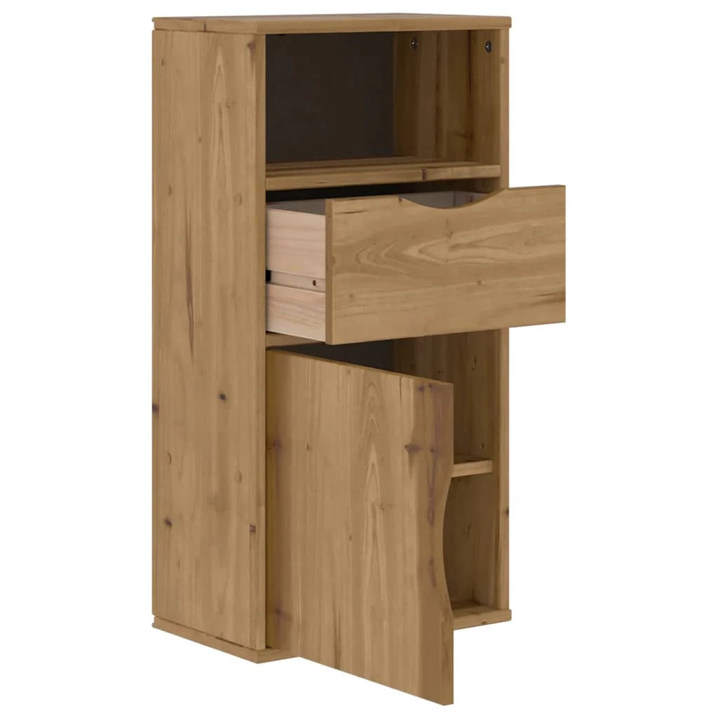 Mobiletto rustico con cassetto 40 x 24 x 79 cm legno di pino massello finitura cera miele 02_0058046