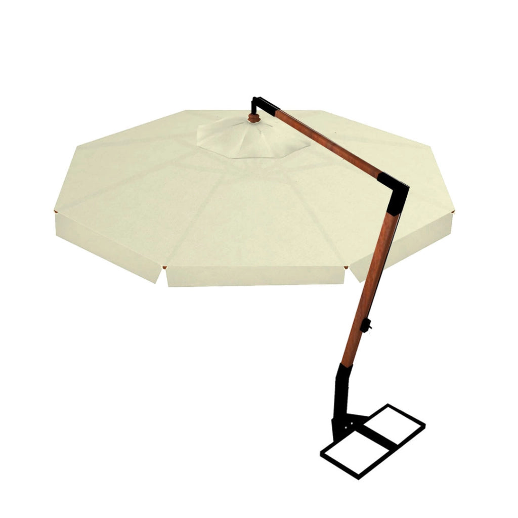 Ombrellone Decentrato da Giardino Ø4m Braccio in Legno Ecrù