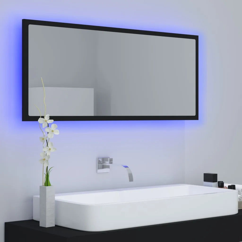 Specchio da Bagno a LED Nero 100x8,5x37 cm in Acrilico 804941