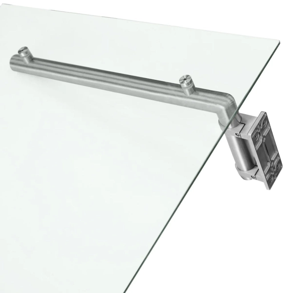 Pensilina in Vetro 120x80 cm con Staffe Acciaio Inox per Porta Ingresso