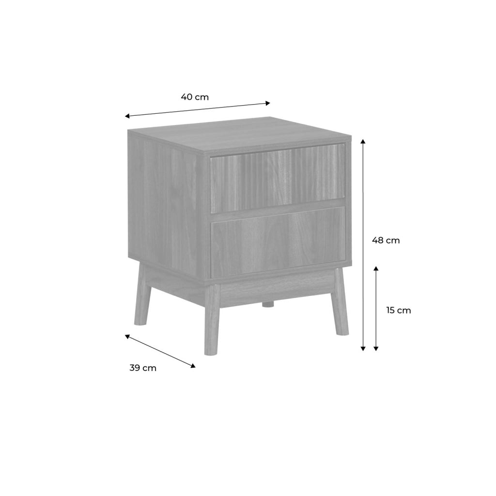 Set 2 comodini con 2 cassetti, marrone scuro naturale