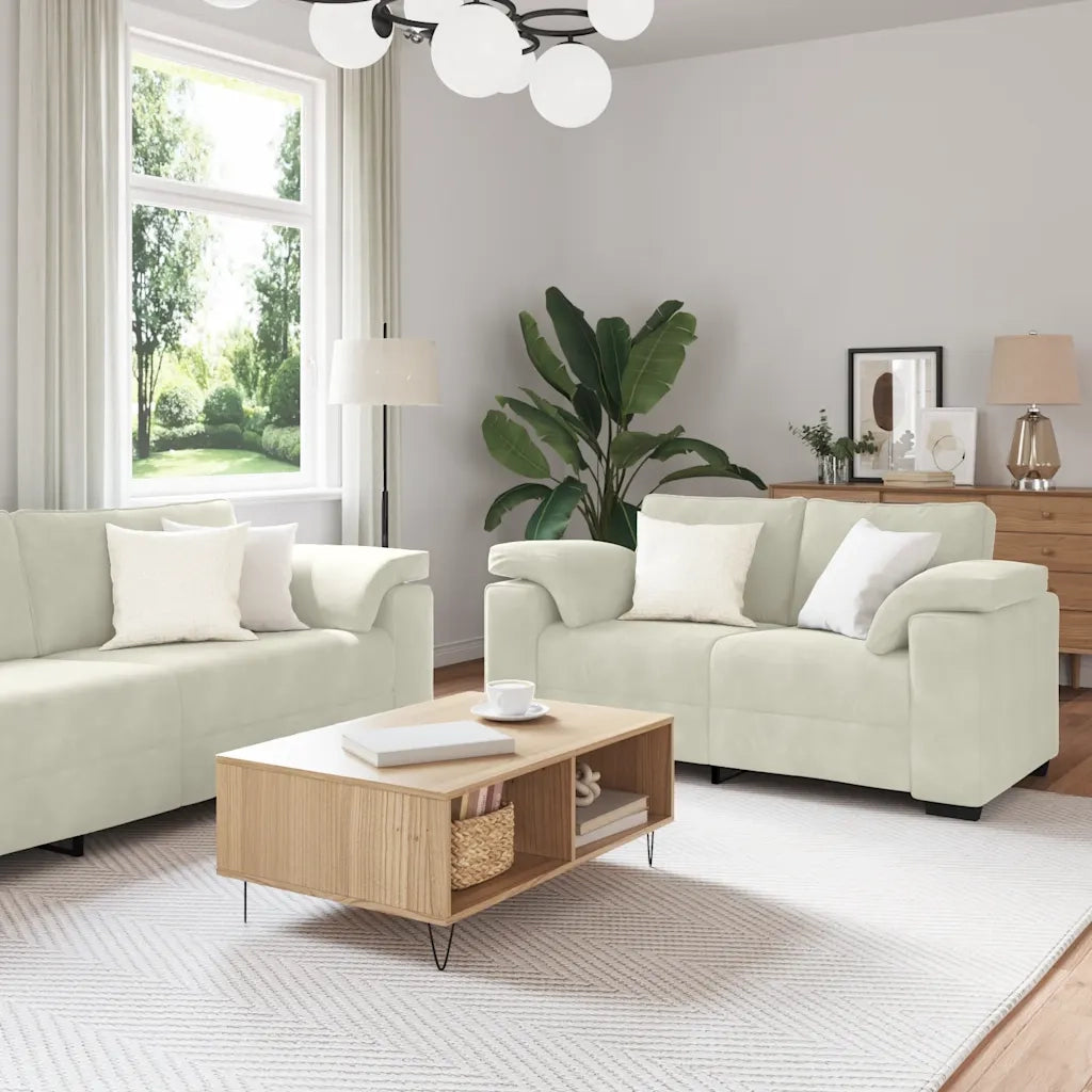 vidaXL Set di Divani 3 pz con Cuscini Crema in Velluto
