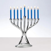 Menorah Chanoeka con candele moderne, finemente lucidata, argento, altezza 11,4 cm