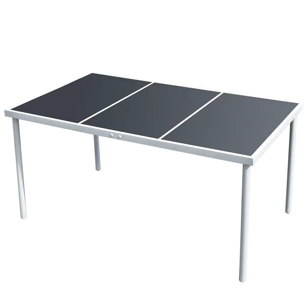 Tavolo da Giardino 150x90x74 cm Nero in Acciaio 43305