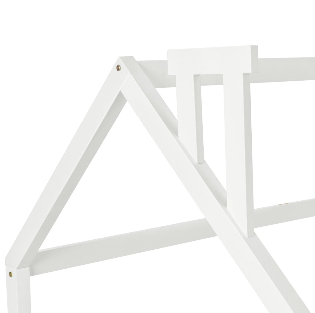 Letto a casetta per bambini 90x200 cm bianco in pino