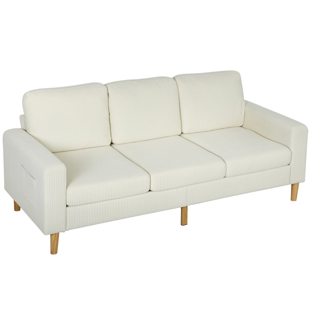Divano 3 posti in velluto ¨C Xylo ¨C beige 192x80x84,5cm con cuscini imbottiti