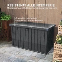 Baule da Esterno da 400L in Acciaio Zincato con Serratura e 2 Chiavi 124x66x72 cm, Grigio Scuro