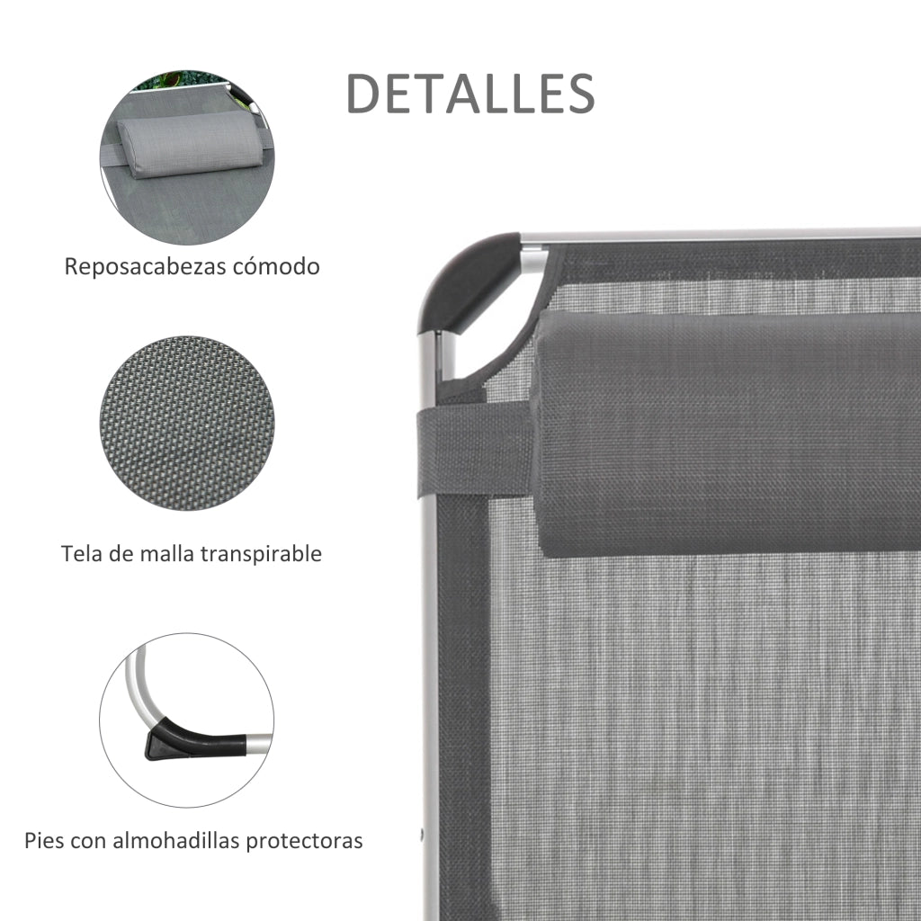 Poltrona reclinabile pieghevole in alluminio ¨C zephmum ¨C grigio 165x60x76 cm